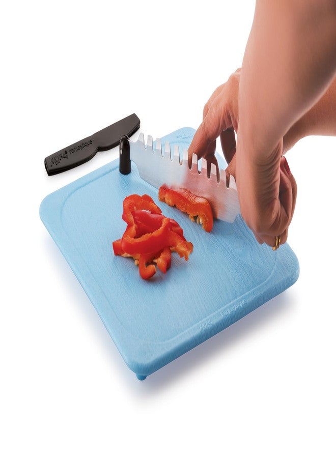 Anjali Fantastique Deluxe S.S Blue Black Polypropylene Plastic Board Nylon Handle, Tempered Magnetic Stainless Steel Razor-Sharp Two Sided Blades for Chopping Vegetables,Fruits - ZHFC02(B) - Image 1